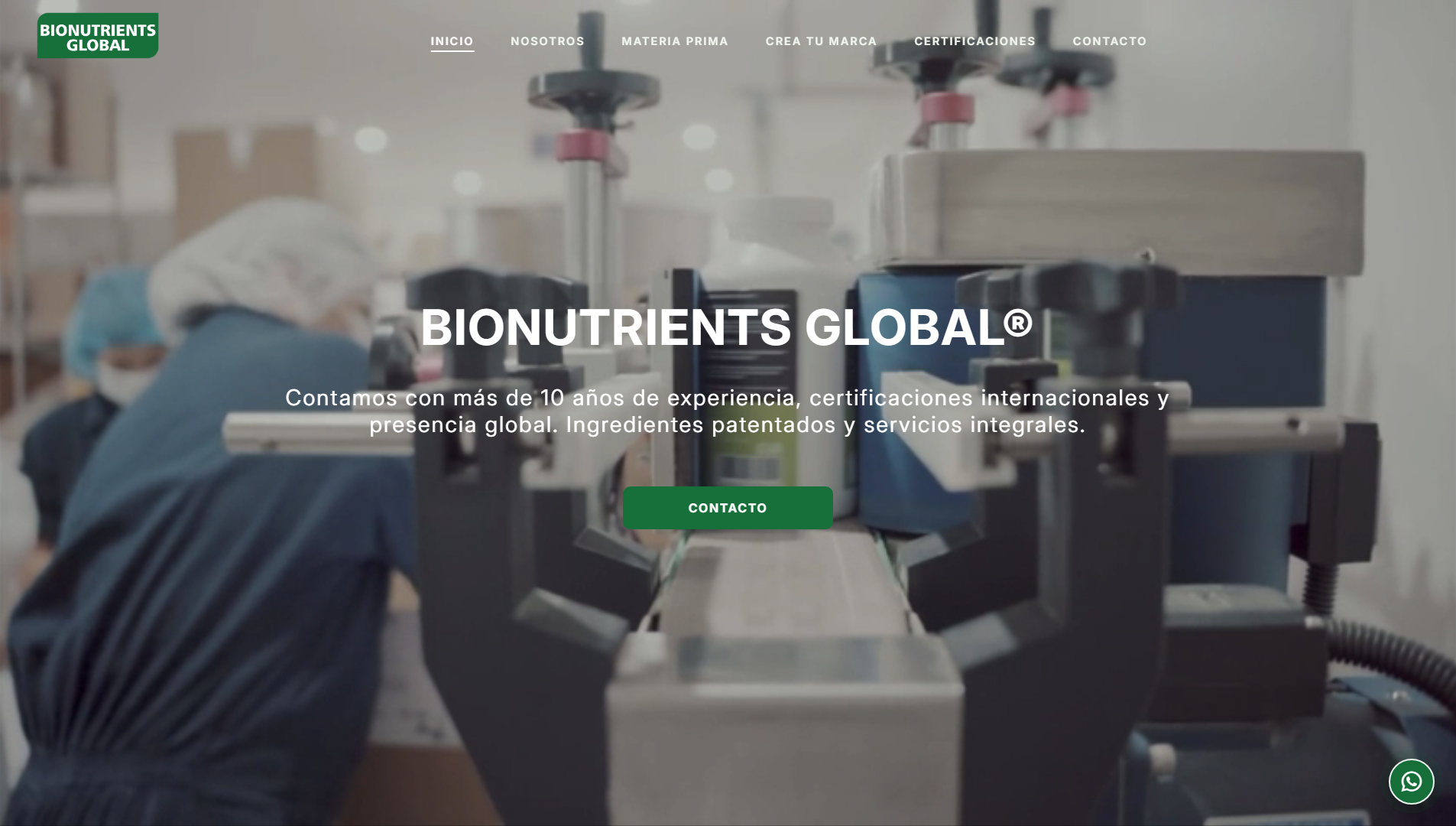 Sitio web de BioNutrients Global